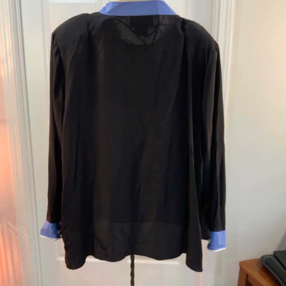 Bob Mackie Black and Blue Blouse with Multicolor Accents - Picture 5 of 12